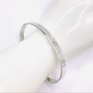 Minimalist silver grandma message cuff bracelet